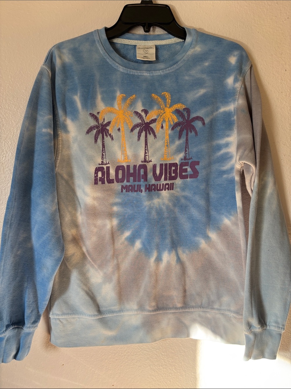 Dreamsicle Aloha Vibes Maui Hawaii Tie-Dye Crewneck Sweatshirt Small